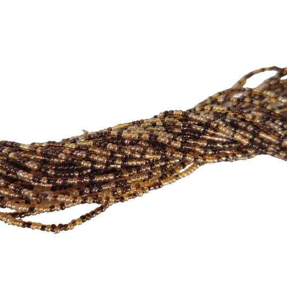 48" Long Brown Tan Seed Bead Necklace Boho Multistrand India Handmade  NEW - Picture 6 of 8